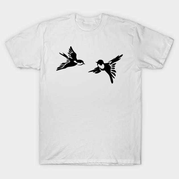 Flying Birds Chickadees Sparrow T-Shirt by carobaro